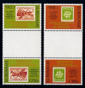 [SU820GPA] Suriname 1994 Stamps on Stamps Gutter pairs MNH