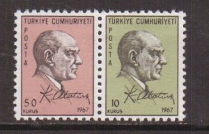 Turkey  #1755-1756   MNH  1967  Kemal Ataturk  pair