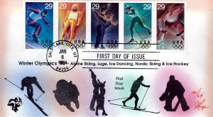 Pugh Designed/Painted Winter Olympics 1994 FDC...50 of 64 created!!