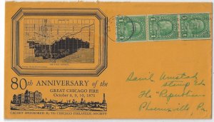 Chicago Phila Soc. 80th anniv Fire cachet w/ related content. 1951.  (a2006