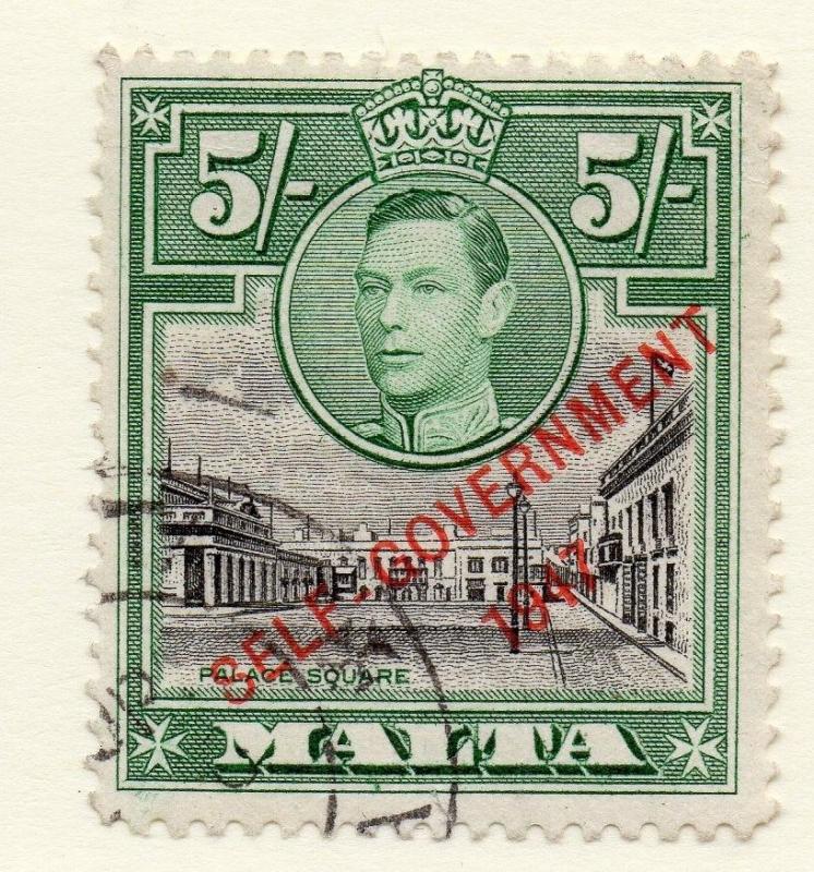 Malta 1948 Early Issue Fine Used 5F. Self Government 1947 Optd 249000