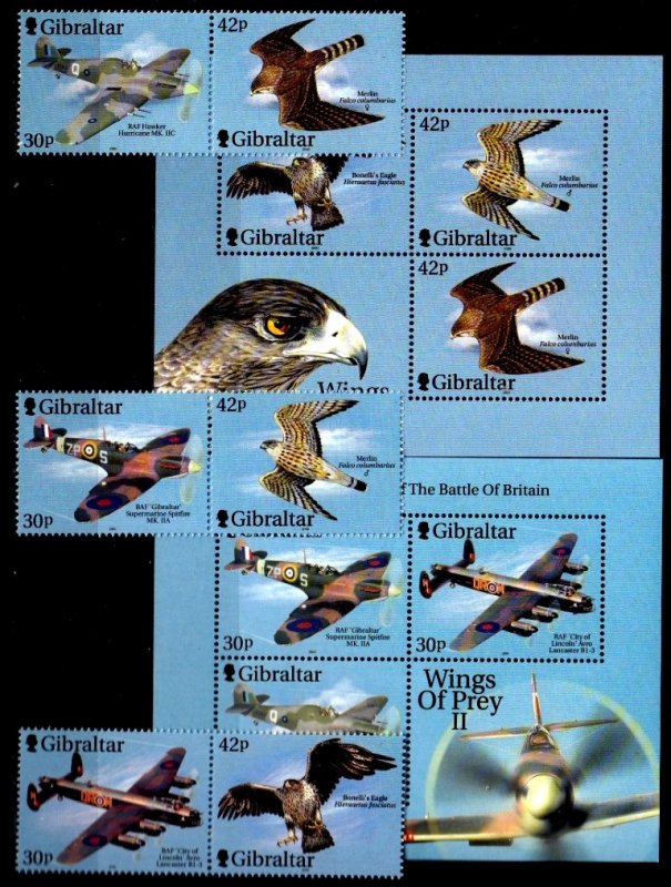 Gibraltar 2000 # Fighter Plane Raptors set + S/Sheets # 851-853d