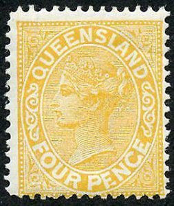 Queensland SG194a 4d Orange PENGE for PENCE M/M (Hinge remainder) Cat 160 pounds