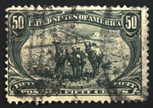 #291 50c Sage Green 1898 Trans Miss VF Used CV $190+