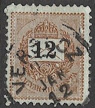 HUNGARY 1888 Sc 28i, 12k, used  VF VERSECZ (Serbia) postmark/cancel