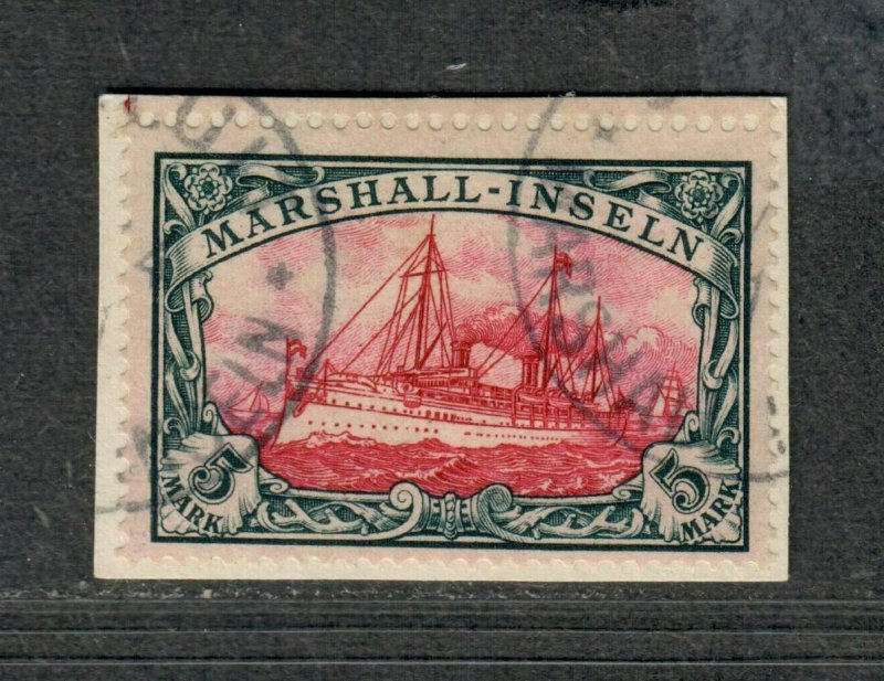 German Poss Marshall Islands Sc#25 Used/VF, Signed On Piece, Cv. $500