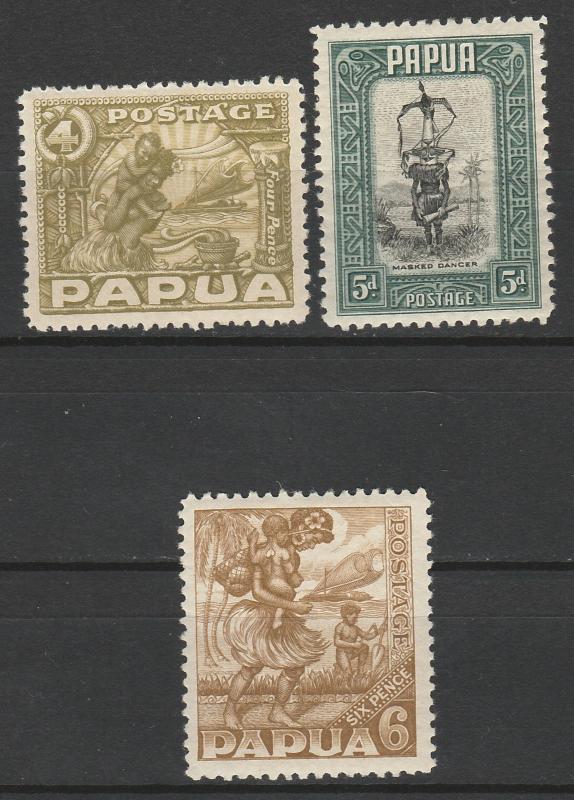 PAPUA 1932 PICTORIAL 4D 5D AND 6D