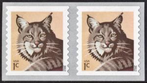 SC#4672 1¢ Bobcat Coil Pair (2012) SA