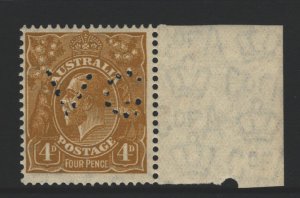 Australia Sc#118 MNH - Hinged in selvedge - Perfin VG