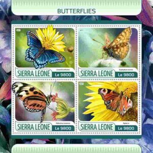 Sierra Leone - 2017 Butterflies - 4 Stamp Sheet - SRL17608a