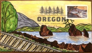 2009 Oregon Statehood 1859 42c FDC Hand Drawn Painted Cachet DCP