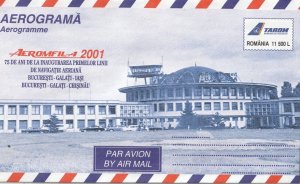 ROMANIA COVER 2001 AEROGRAMME AIRMAIL TAROM UNUSED POST AIRPORT