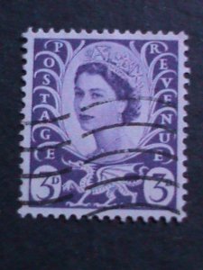 ​GREAT BRITAIN-1958 SC#1  WALES & MONMOUTHSHIRE QUEEN ELIZABETH II USED VF