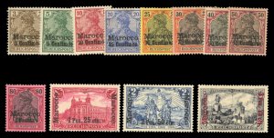 German Colonies, German Offices in Morocco #7-18 Cat$169, 1900 Reichspost, co...