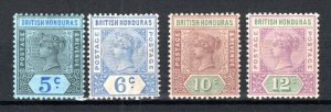 British Honduras 1891-1901 values to 12c SG 55, 56, 58 and 59 MLH/MH