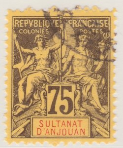 French Colony ANJOUAN 1892-1907 75c Used Stamp A30P2F40366-