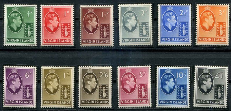 Virgin Islands SC# 76-87 KGVI w/mounts set MLH SCV $49.40