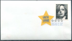 3943 US 37c Greta Garbo SA, FDC colored postmark