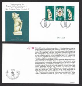 FIJI 1978 QE2 Coronation Anniv. Set Sc 384a-384c on U/A Cachet FDC