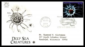 US 3439-3443 Deep Sea Creatures PCS Artcraft Variety Set of Three Typed FDCs