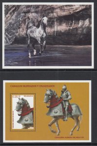 Nicaragua 2185-2186 Horses Souvenir Sheets MNH VF
