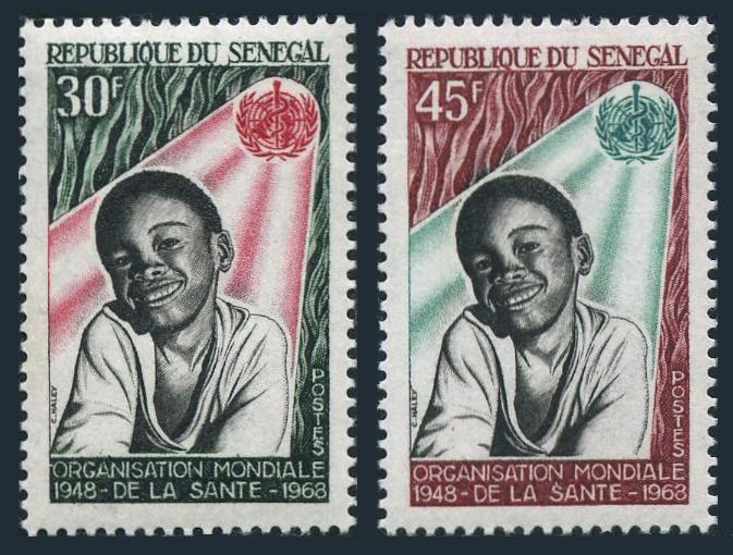 Senegal 308-309,MNH.Michel 390-391. WHO,20th Ann.1968.Boy.