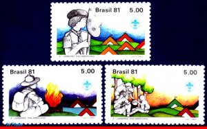 1730-32 BRAZIL 1981 4th PAN-AMERICAN SCOUT JAMBOREE, SCOUTING, MI# 1810-12, MNH