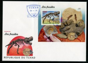 CHAD 2021 FOSSILS SOUVENIR SHEET FIRST DAY COVER