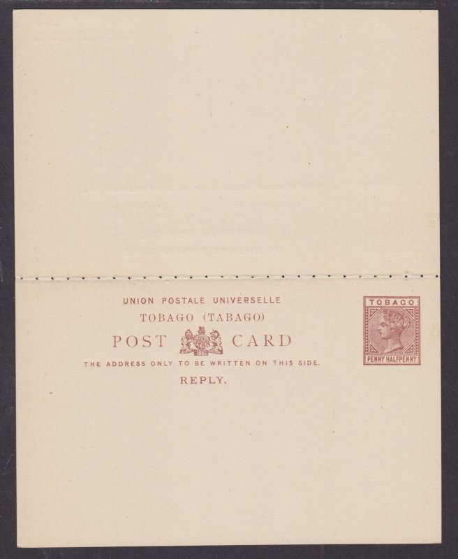 Tobago H&G 2a, 1888 QV 1½p + 1½p reply card, VF