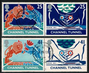 GB 1994 Channel Tunnel set of 4 values as s/t pairs. Very Fine Used pair. SG ...