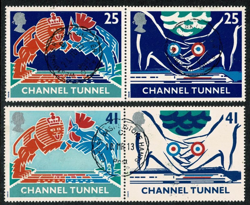 GB 1994 Channel Tunnel set of 4 values as s/t pairs. Very Fine Used pair. SG ...