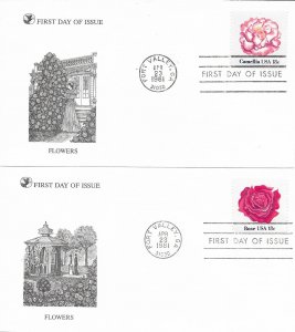 1981 FDC, #1876-1879, 18c Flowers, Reader's Digest (4)