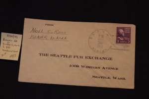 Scott US 807 on cvr front Beaver AK to Seattle Fur Exchg. (#1147)