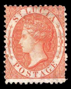 MOMEN: ST LUCIA SG #14b ORANGE P12.5 1864-76 MINT OG H £250 LOT #66256