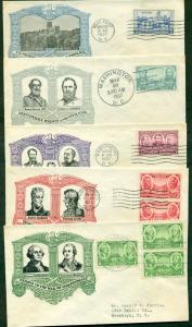 US #785-94 3¢ Army, Navy, FDC, Complete set, Dietz cachets, VF, Mellone $250.00