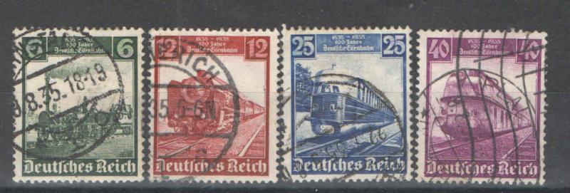 Germany 1935 Sc# 459-462 Centenary Railroad set Used VF