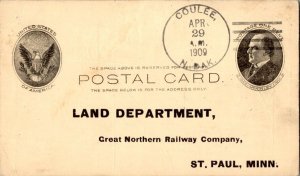 United States North Dakota Coulee 1909 4a-bar  1907-1975  Postal Card.