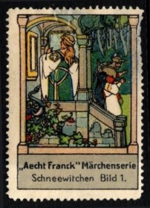 Vintage Germany Poster Stamp Aecht Franck Fairy Tale Series Snow White Pic 1