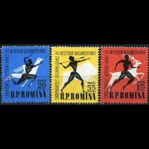 ROMANIA 1957 - Scott# 1180-2 Athletic Meet Set of 3 NH