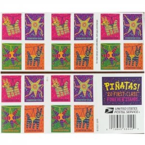 Pinatas Christmas Forever Stamps 5 books of 20, total 100pcs