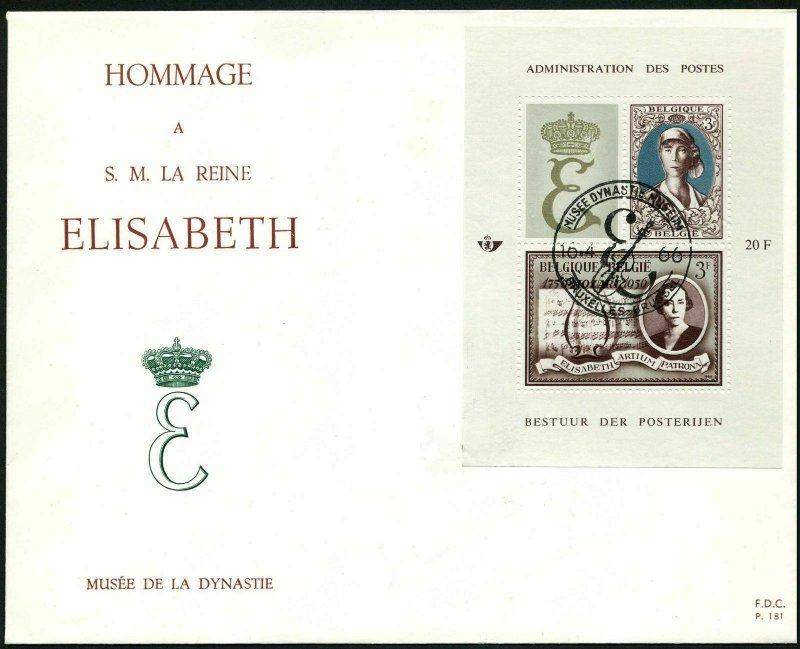 Belgium B789-B790 two FDC.Mi Bl.34-35. Queen Elizabeth,1966.Health care,Music.