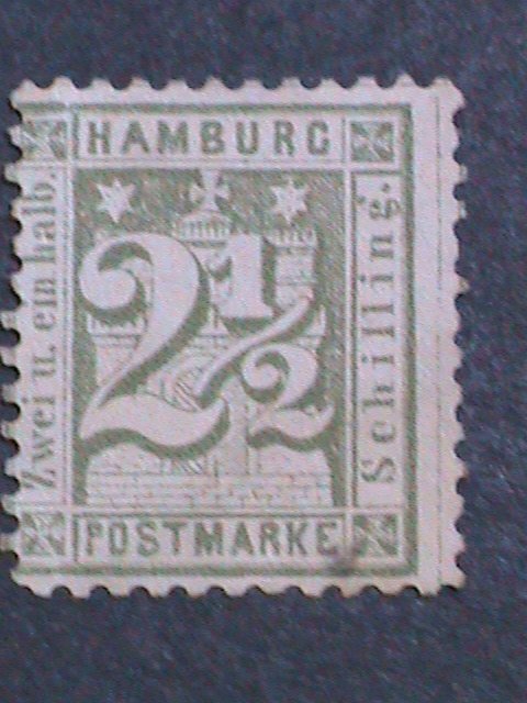 GERMANY-HAMBURG-1867 SC#23 VALUE NUMERAL ON ARMS MLH -156 YEARS OLD RARE VF