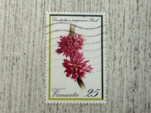 Vanuatu #328 Used, 25v, Orchids, 2024 SCV $0.70
