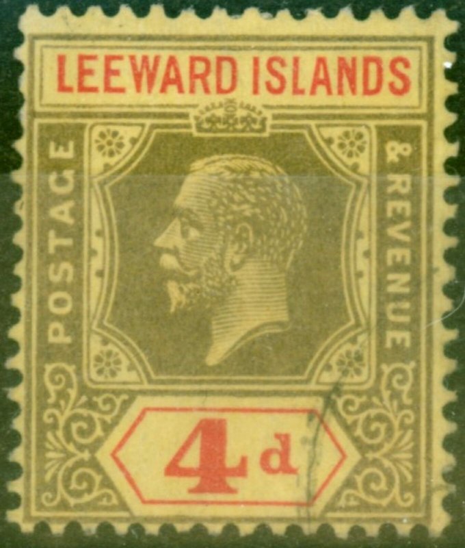 Leeward Islands 1922 4d Black & Red-Pale Yellow SG52 Fine Used