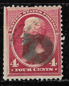 Scott # 215  Lot E634  4c Jackson  Carmine  Used