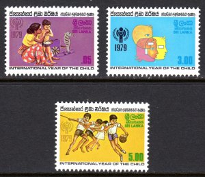 Sri Lanka 1979 Sc#553/555 INTERNATIONAL YEAR OF THE CHILD (ICY) Set (3) MNH