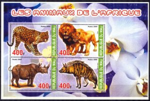 Mali 2005 Animals Lion Leopards Hyenas Rhinoceros Sheet MNH