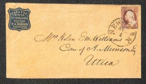 USA 11 STAMP NEW YORK CARLTON HOUSE HOTEL CAMEO ADVERTISING COVER 1850s FF