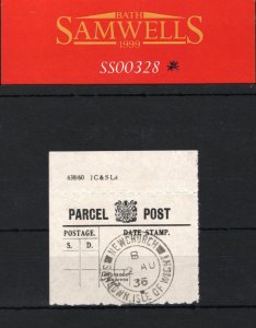 GB IOW Imprint Marginal PARCEL POST LABEL *NEWCHURCH* 1935 Isle of Wight SS328