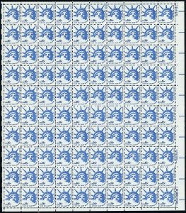 Statue of Liberty Sheet of One Hundred 16 Cent Postage Stamps Scott 1599